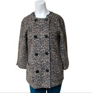Clements Ribeiro size 8 leopard print wool blend button down jacket